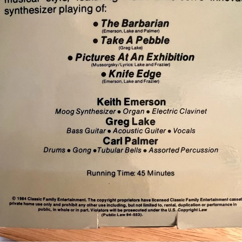 Emerson Lake and Palmer VHS “Pictures at an Exhibition”
